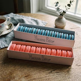 French Macarons Gift Box - Blueberry & Strawberry Flavors - Gourmet Macaron Bites® Biscuits - Elegant Dessert Gift for Birthdays, Holidays & Special