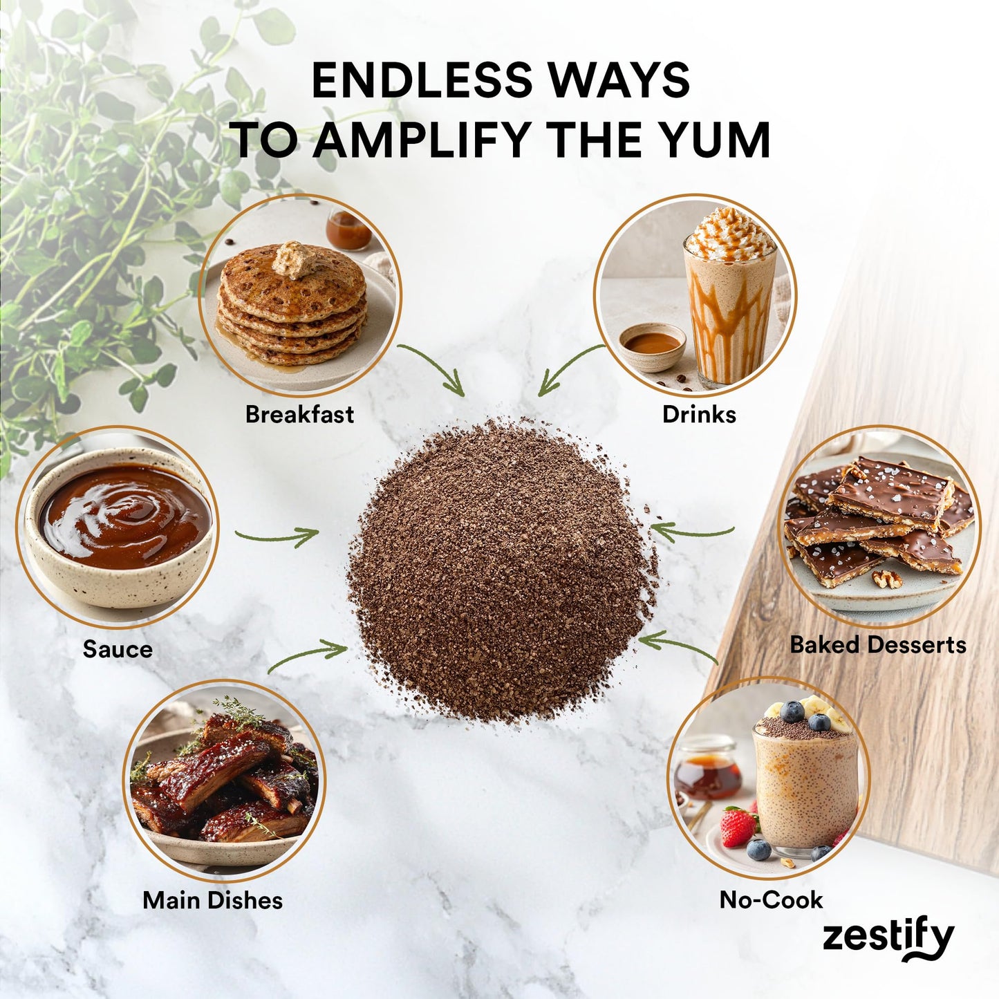 Zestify Amber Latte - Espresso Salted Caramel Seasoning Blend |BBQ Grilling, Popcorn Topper, Desserts, & Breakfast | Gourmet Spice Mix (5.3 oz Shaker)