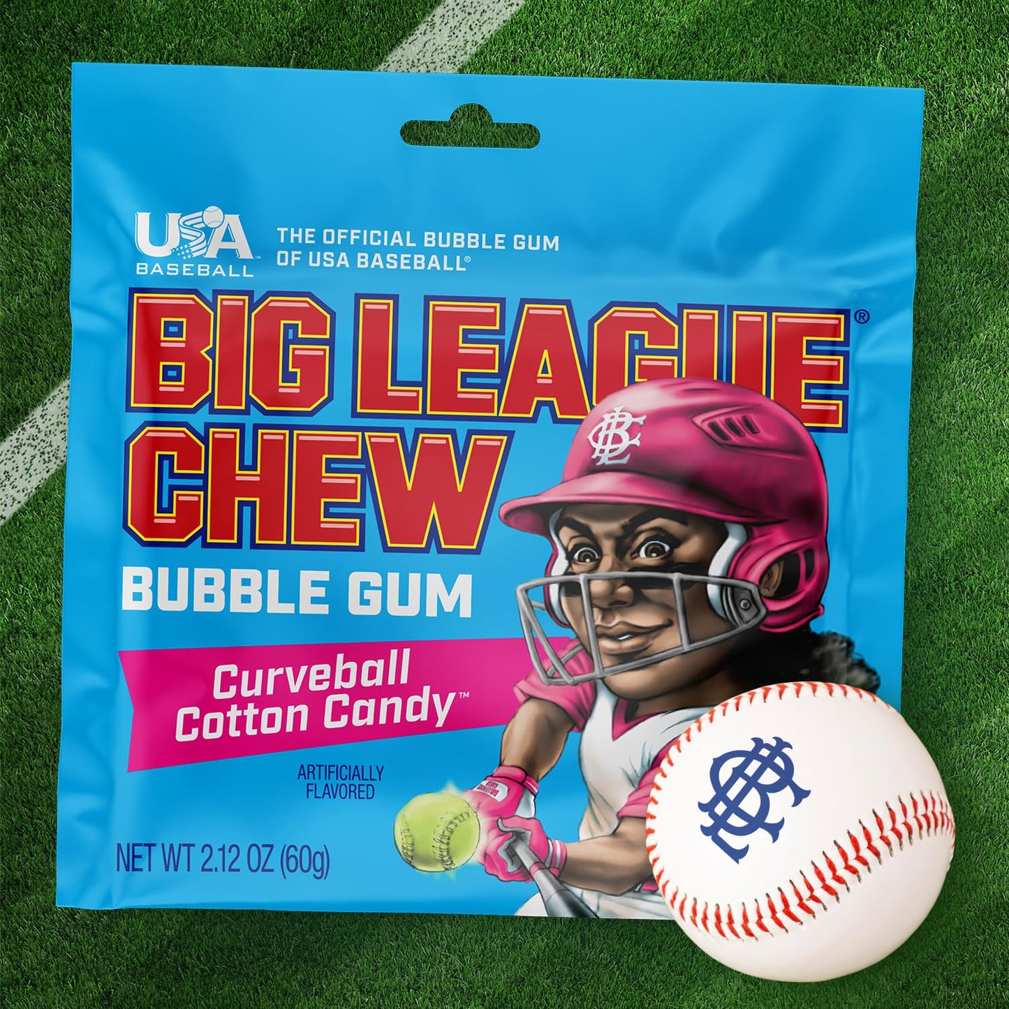 Big League Chew Curveball Cotton Candy Bubble Gum - Tasty Cotton Candy Delight | Ideal for Baseball Games, Teams, Concessions, Parties, and More |