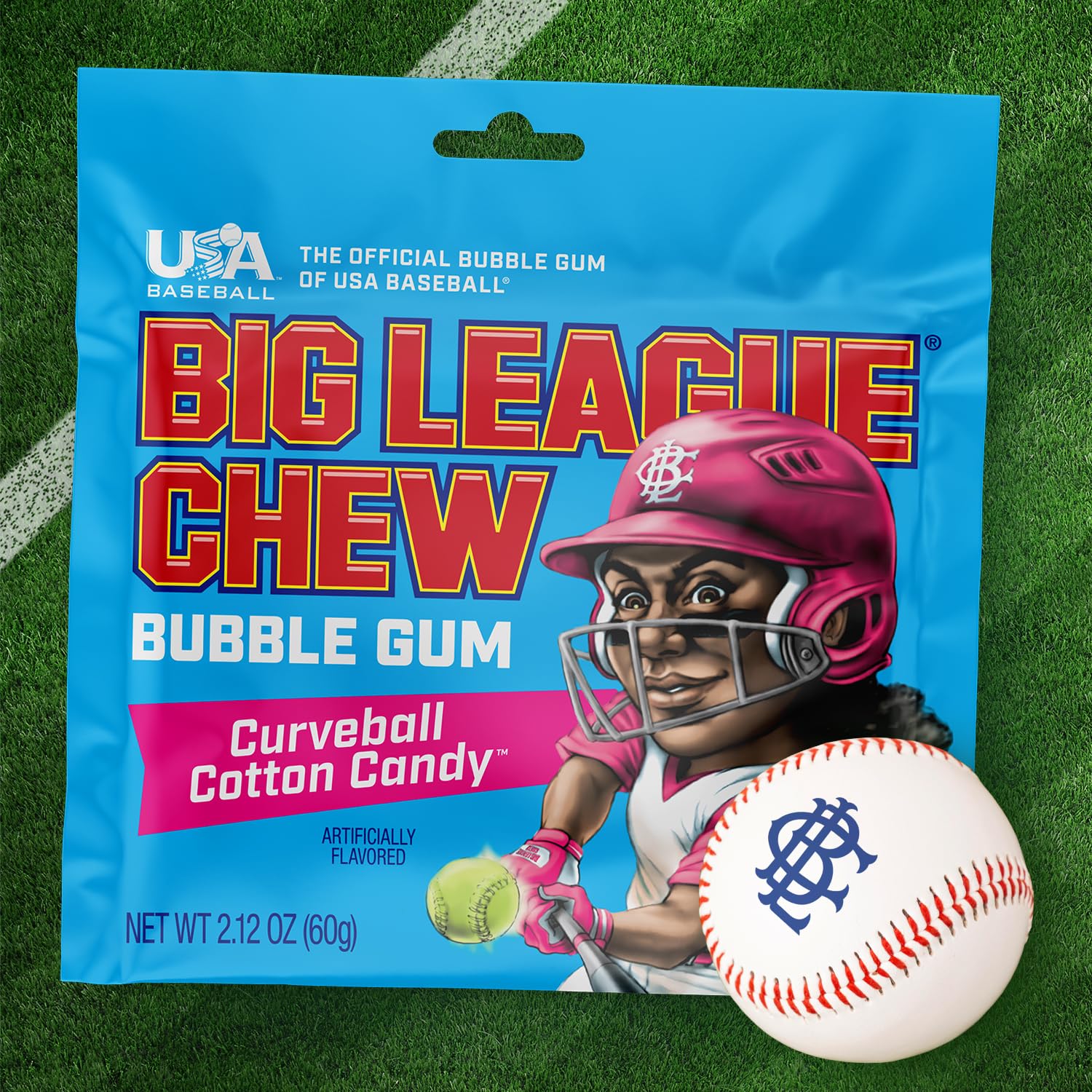 Big League Chew Curveball Cotton Candy Bubble Gum - Tasty Cotton Candy Delight | Ideal for Baseball Games, Teams, Concessions, Parties, and More |