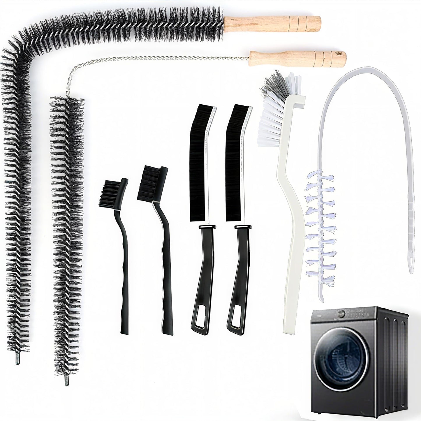 Ecolimpia 8 Pack Washing Machine Cleaner Brush, Dryer Cleaning Brush, Crevice Cleaning Brush for Bathroom, Shower, Kitchen, Cup,Tile, Tub, Sink-Ideal
