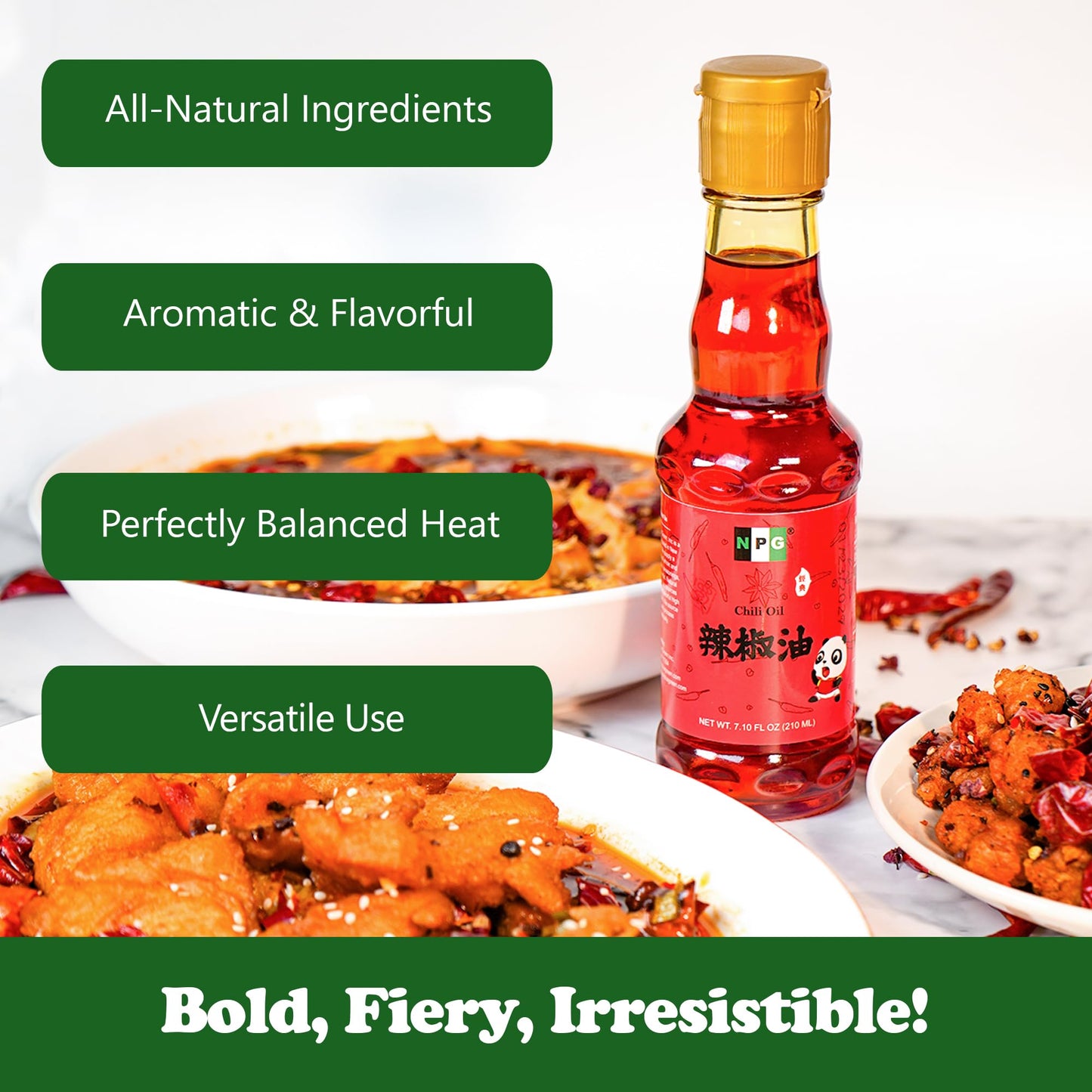 NPG Szechuan Chili Oil 7.1 fl oz, Mild Heat, Infused Chili Pepper Oil