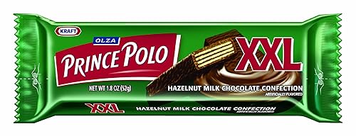 OLZA Prince Polo Hazelnut XXL Milk Chocolate Confection (1.8-Ounce), 28-Count Bar
