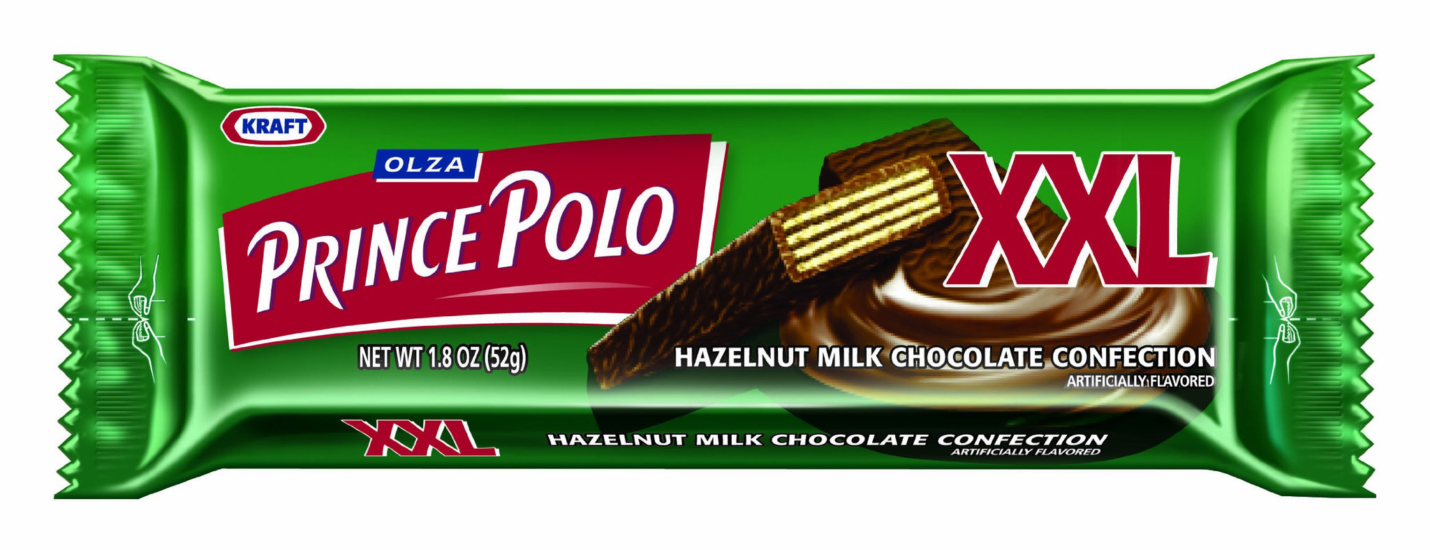 OLZA Prince Polo Hazelnut XXL Milk Chocolate Confection (1.8-Ounce), 28-Count Bar