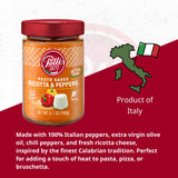 Polli Pesto Sauce Ricotta & Peppers | Pasta Risotto and Bruschetta Sauce | Spicy, Made In Italy - 2 Pack (6.7 oz Each)