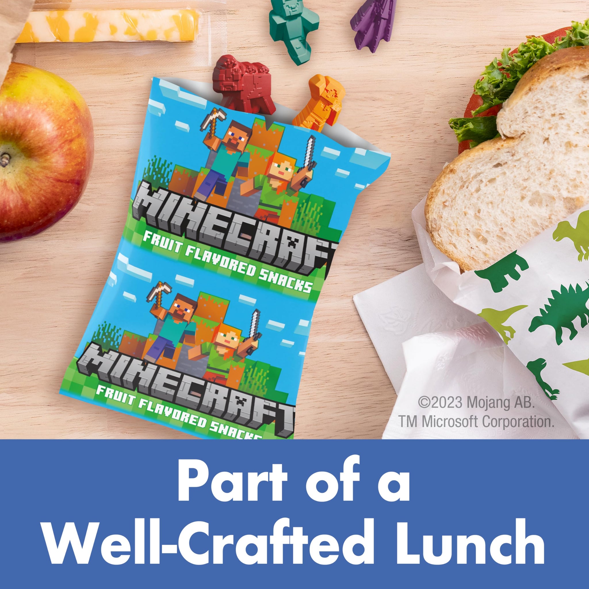 Minecraft Fruit Flavored Snacks, Fat Free and Gluten Free Snacks, 8 oz (10 Pouches)