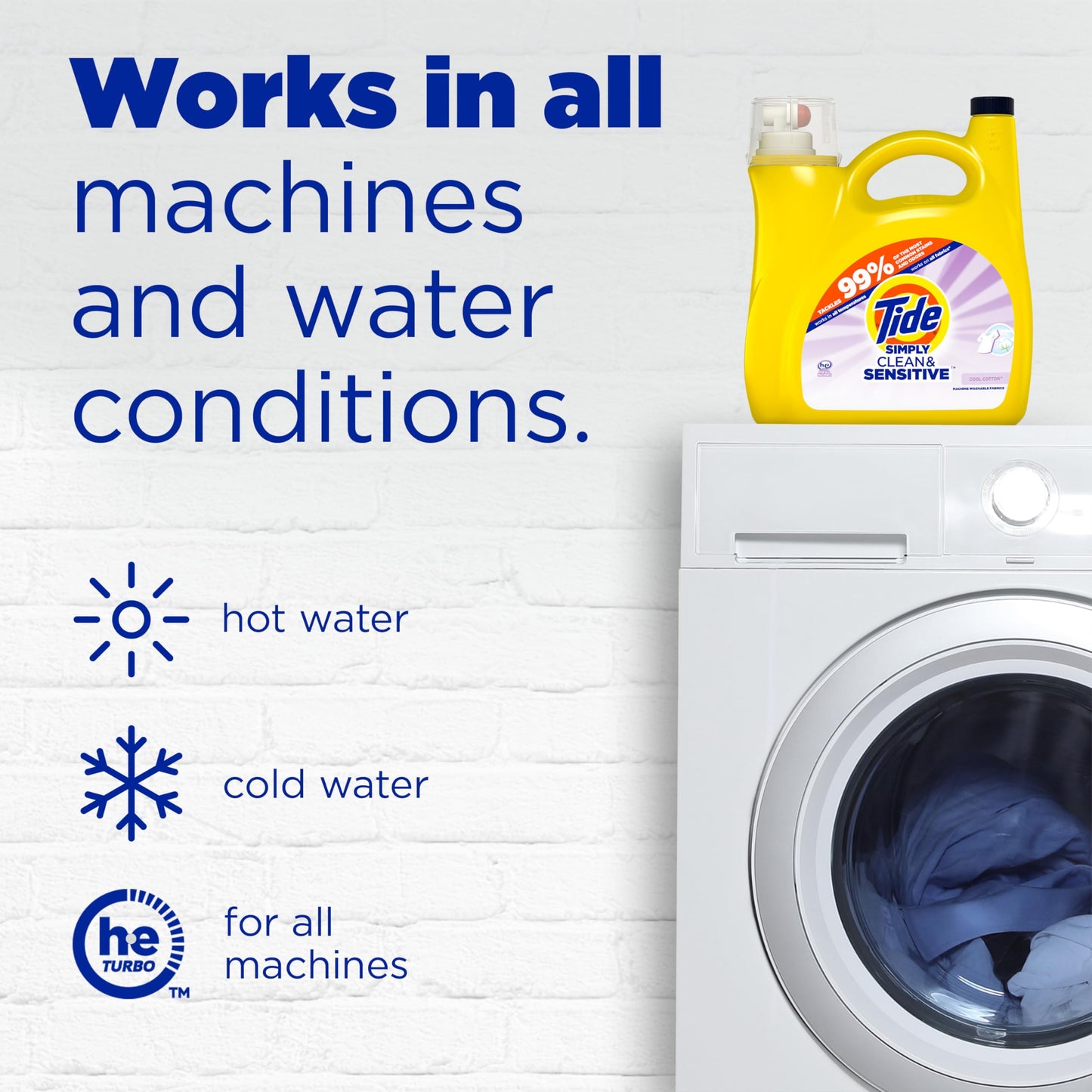 Tide Simply Clean & Sensitive Liquid Laundry Detergent, Cool Cotton Scent, 89 Loads, 117 fl oz
