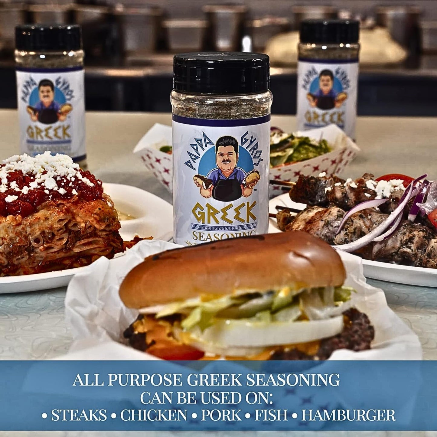 Pappa Gyros All Purpose Greek Seasoning Blend No MSG | Large Shaker 7.5 Oz | Authentic Mediterranean Spices | All Natural Savory Herb & Spice Mix |