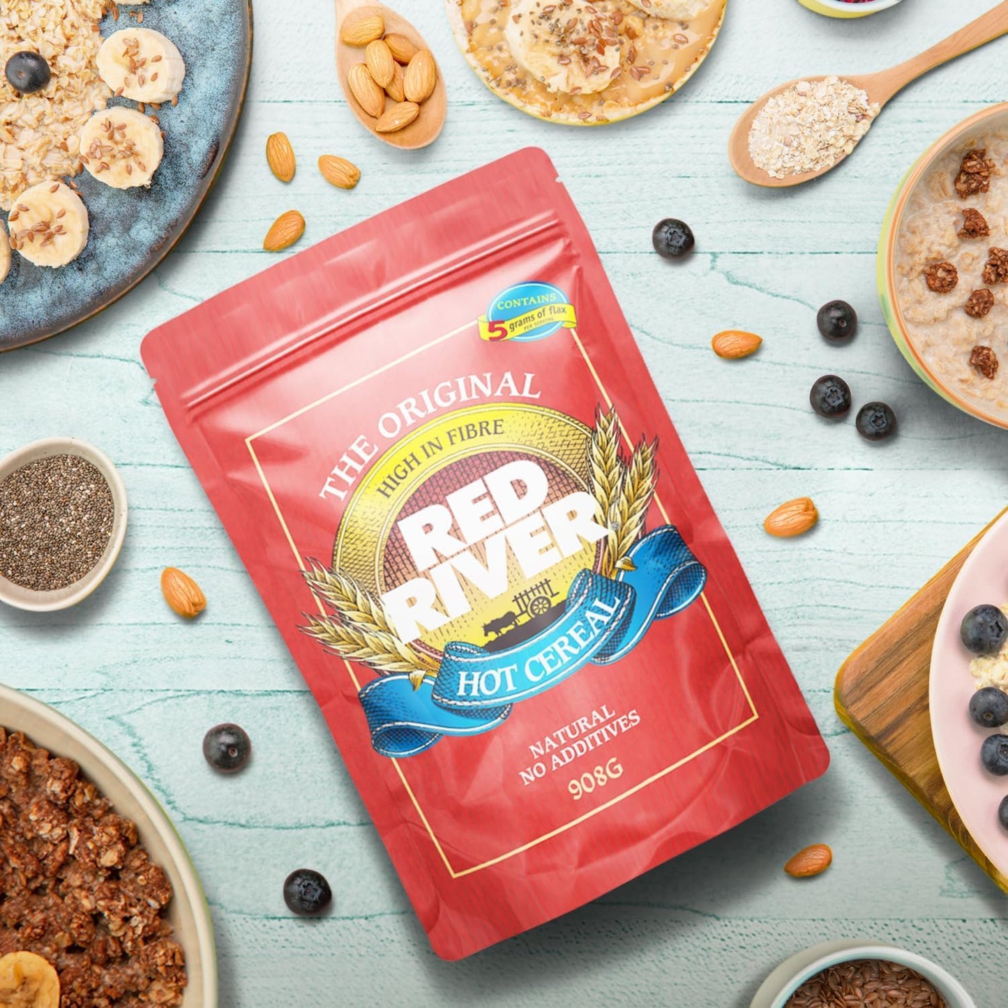 Red River Cereal - Cracked Wheat Hot Cereal (908g /5-Pack) Made in Canada at Arva Flour Mills - All Natural, No-Additives - High in Fiber