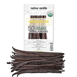 50 Organic Madagascar Vanilla Beans - Whole Grade A Premium Bourbon Pods - For Making Extract & Baking - For Cooking, Desserts & More - 100% Vegan