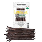 50 Organic Madagascar Vanilla Beans - Whole Grade A Premium Bourbon Pods - For Making Extract & Baking - For Cooking, Desserts & More - 100% Vegan