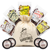 Hardtimes Beef Jerky - Variety, Specialty Gift Bag - Great Gift for Father's Day, Holiday, & Birthday - 5 Pack of 2.25 oz Bags Original, Black Pepper