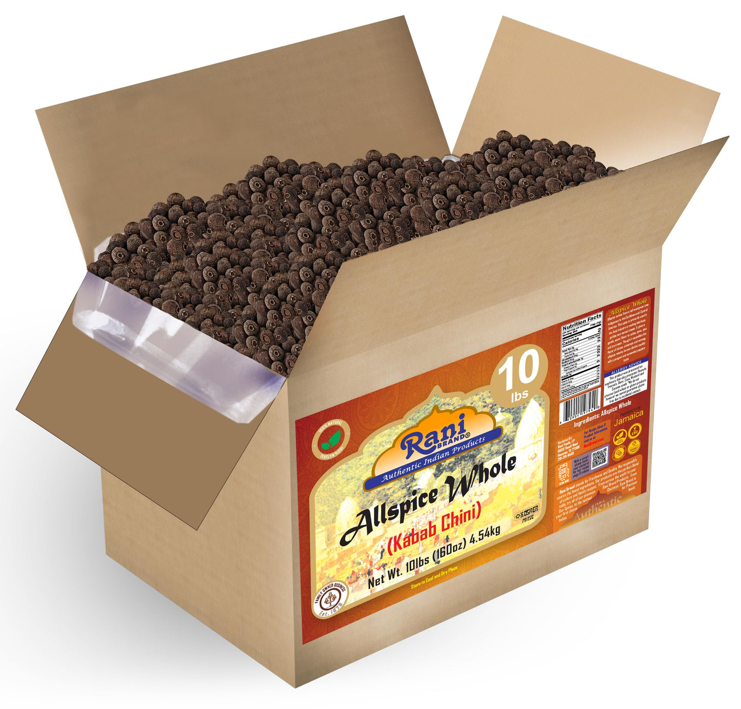 Rani Allspice (Kabab Chini) Whole Spice 160oz (10lbs) 4.54kg Bulk Box ~ All Natural | Vegan | Gluten Friendly | NON-GMO | Kosher | Indian Origin