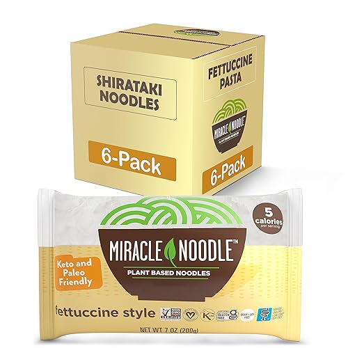 Miracle Noodle Fettuccine Konjac Shirataki Noodles - Plant Based, Keto, Vegan, Gluten & Soy Free, Low in Carbs & Calories, Non-GMO, Paleo - 7 Oz
