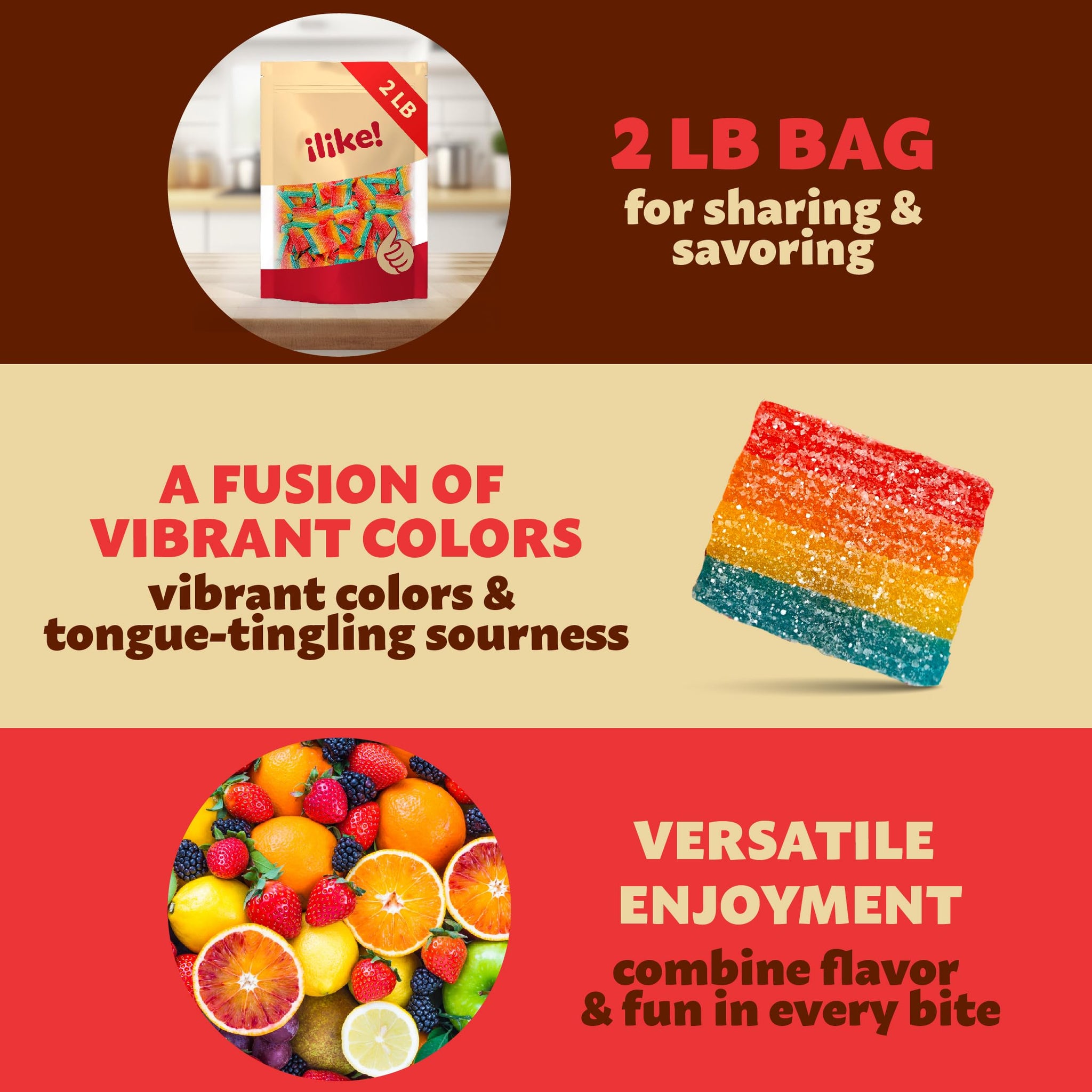 Sour Mini Belts Gummy Candy | 2-Pound Bag | Sugar-Sanded Treats
