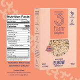 Three Farm Daughters High Fiber Elbow Macaroni Pasta Pack, Low GI, Non GMO Elbow Pasta Noodles, Low Net Carb, Made in the USA, 12 oz. (1 Pack)
