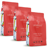 Lifeboost Coffee 3 Pack Dark Roast Ground Coffee - Low Acid Single Origin USDA Organic Coffee - Non-GMO Ground Coffee Beans Dark Roast Third Party