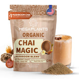 MEGAPLANTS Adaptogenic Mushroom Chai Tea (30 Servings) | No Crash Energy & Focus Blend with Lion’s Mane, Reishi, Turkey Tail, Cordyceps & Chaga |