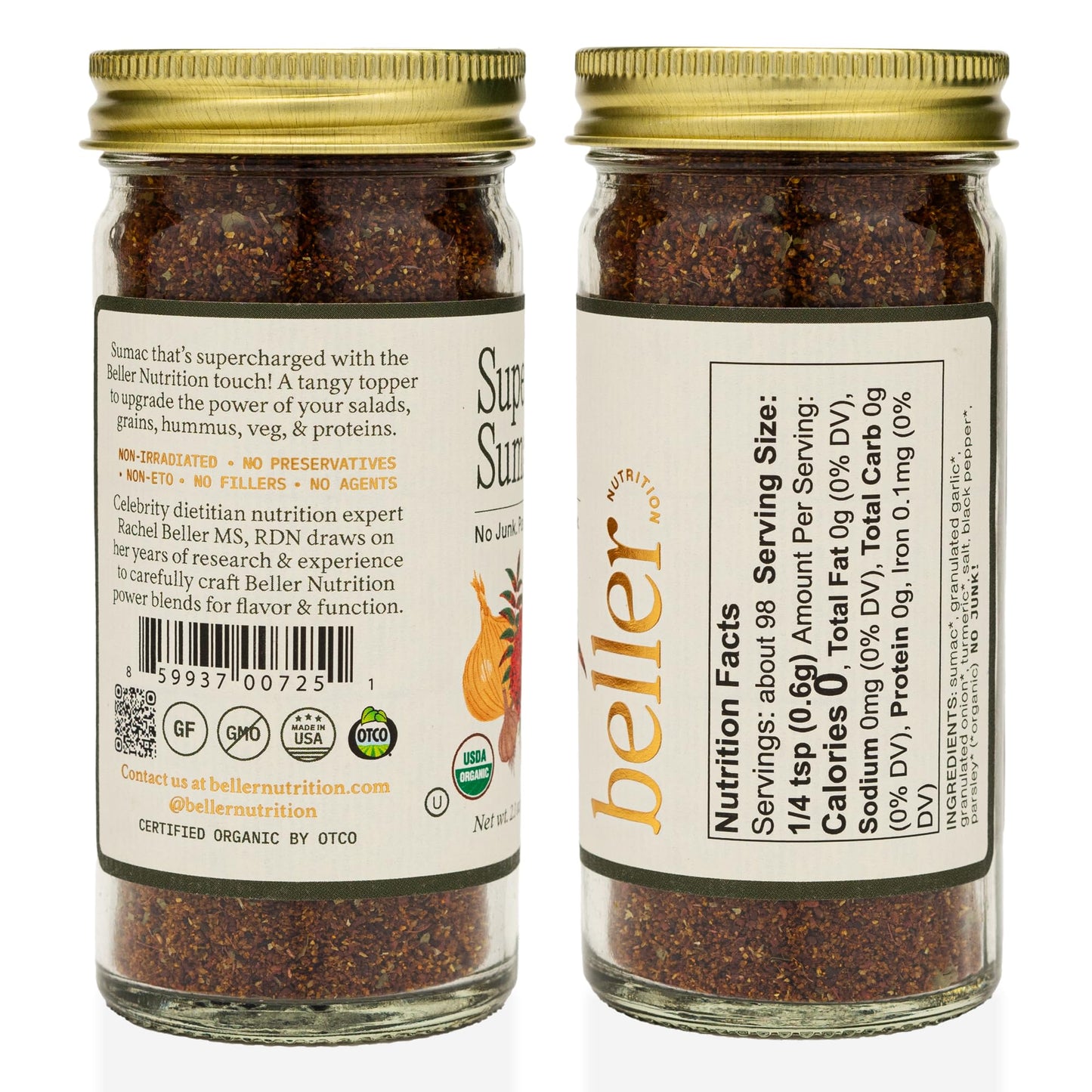 SUPER SUMAC | 2.1 oz | Organic Spice Blend Seasoning | Rachel Beller Nutrition Power Spicing