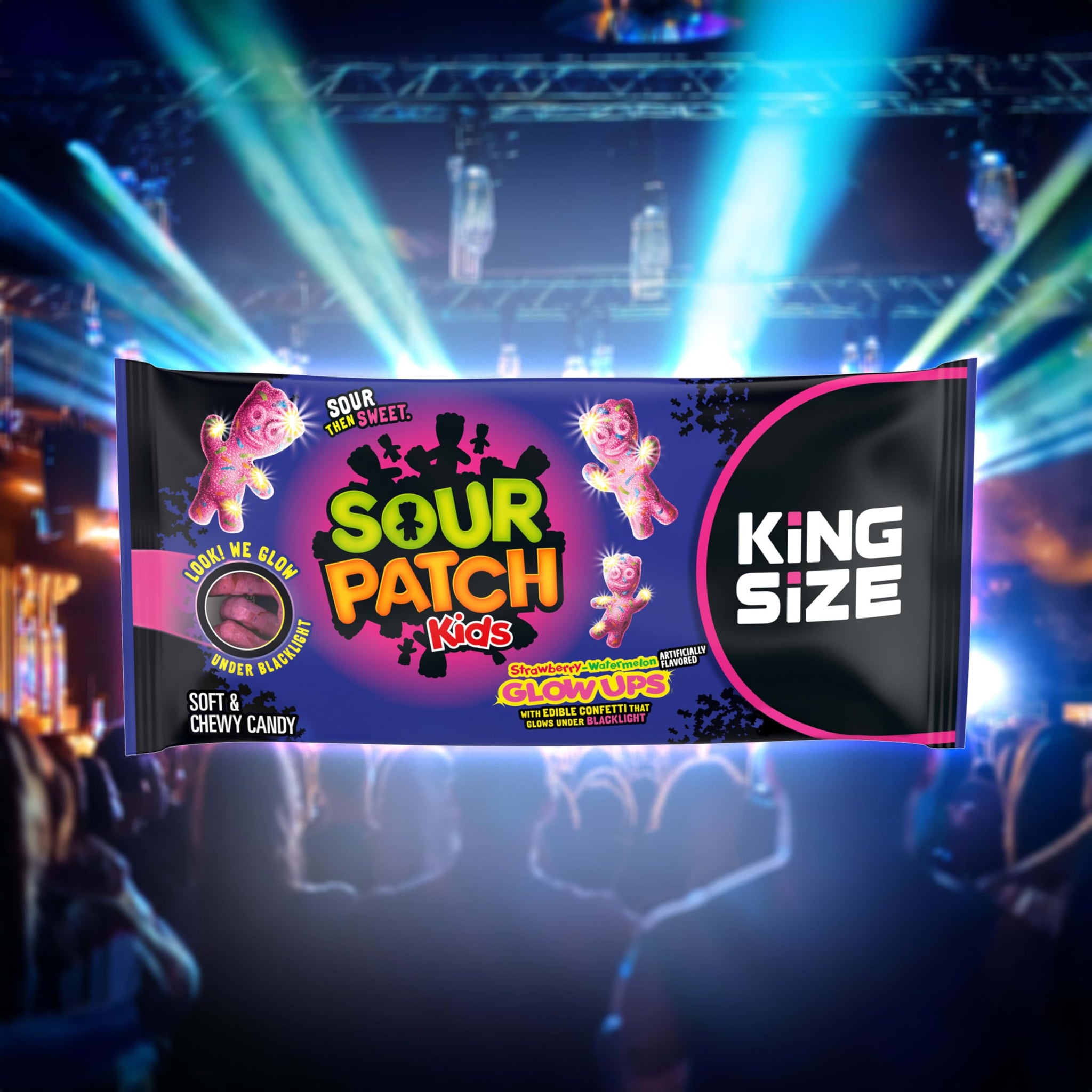 SOUR PATCH KIDS Glow Ups Strawberry-Watermelon Soft & Chewy Gummy Candy, Bulk Candy, King Size, 18-2.99 oz Bags