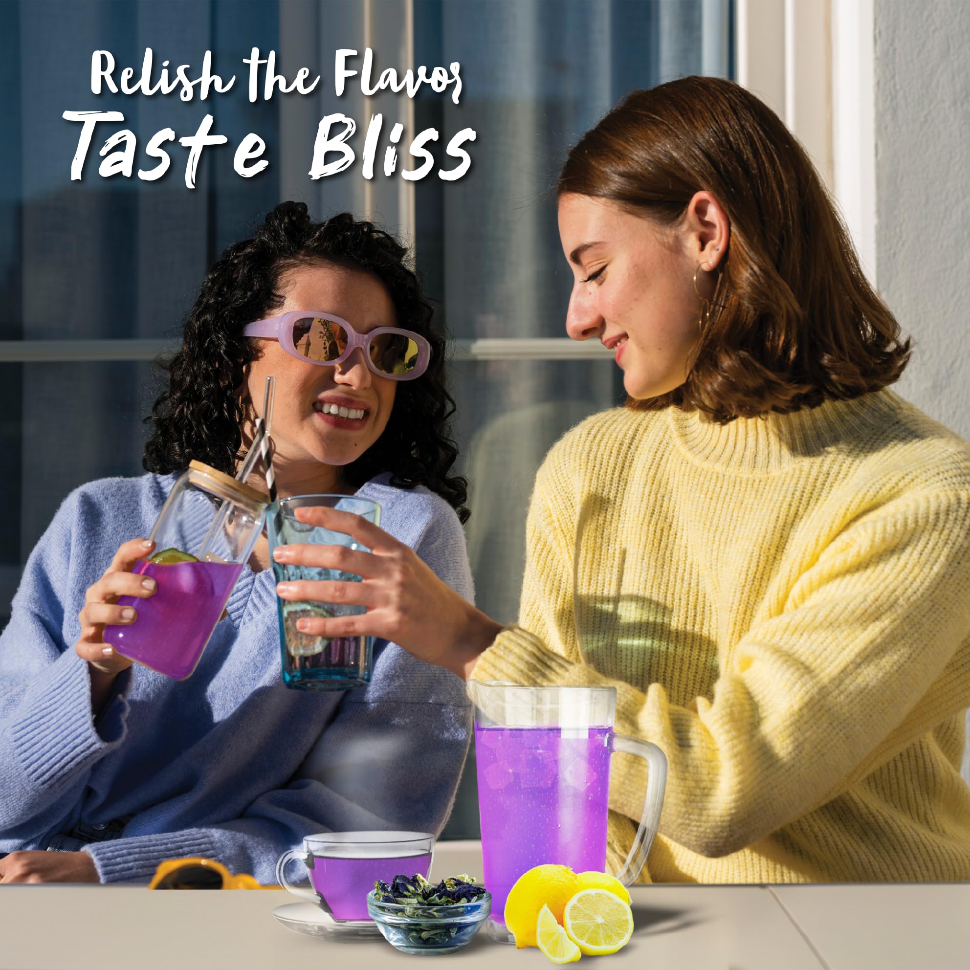 Butterfly pea flower tea loose leaf (375+ Cups) [ 4.4 Ounces Oz] Dried butterfly pea flowers blue tea
