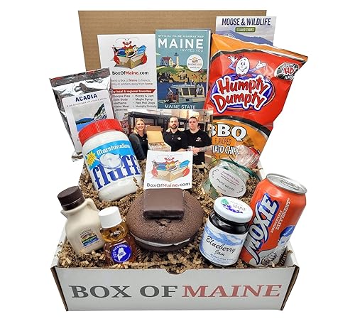 10-Item Gift Pack - Whoopie Pie, Fluff, Moxie Soda, Maine Maple Syrup,Blueberry Honey, Humpty Dumpty BBQ Chips, Needhams Chocolate, Coffee, Maine