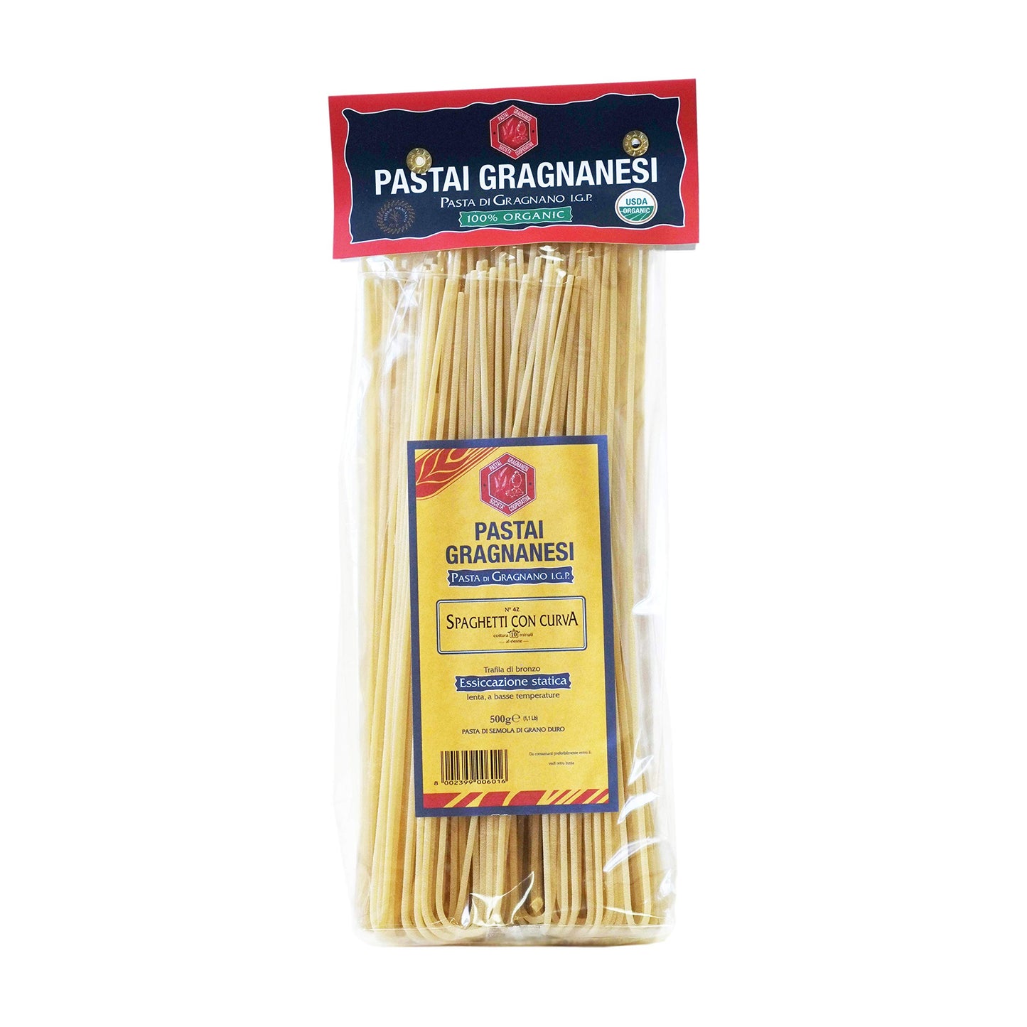 Spaghetti Organic Italian Pasta di Gragnano | I.G.P. Protected | 17.6 Ounce | 500 Gram | Pack of 4