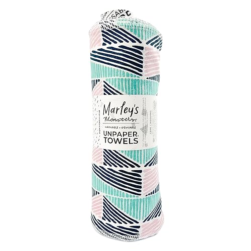 Marley's Monsters UNpaper Towels - 24 Count roll, Reusable Paper Towels, Paperless, Cotton, Tree Free (ModGeo)