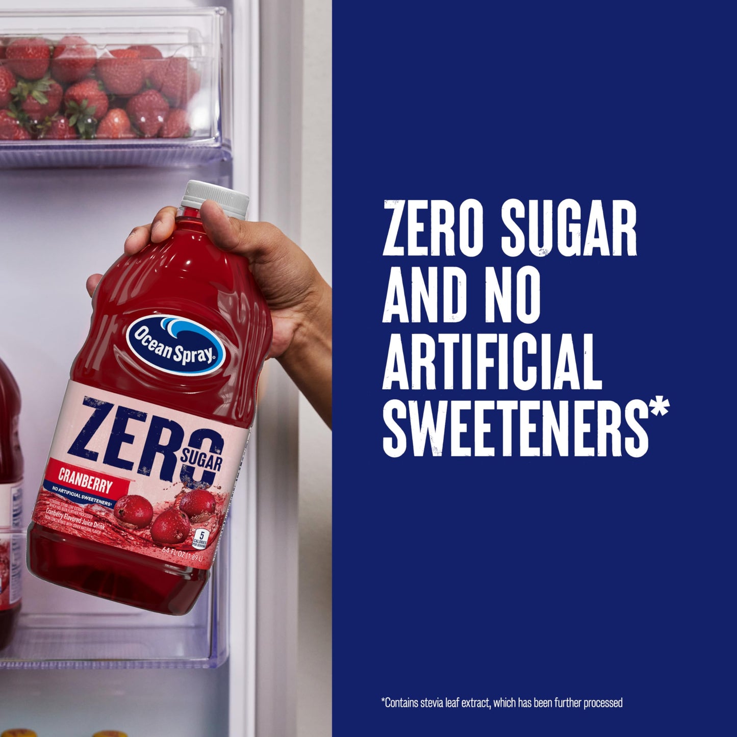 Ocean Spray® ZERO Sugar Cranberry Juice Drink, Cranberry Juice Drink Sweetened with Stevia, 64 Fl Oz Bottle