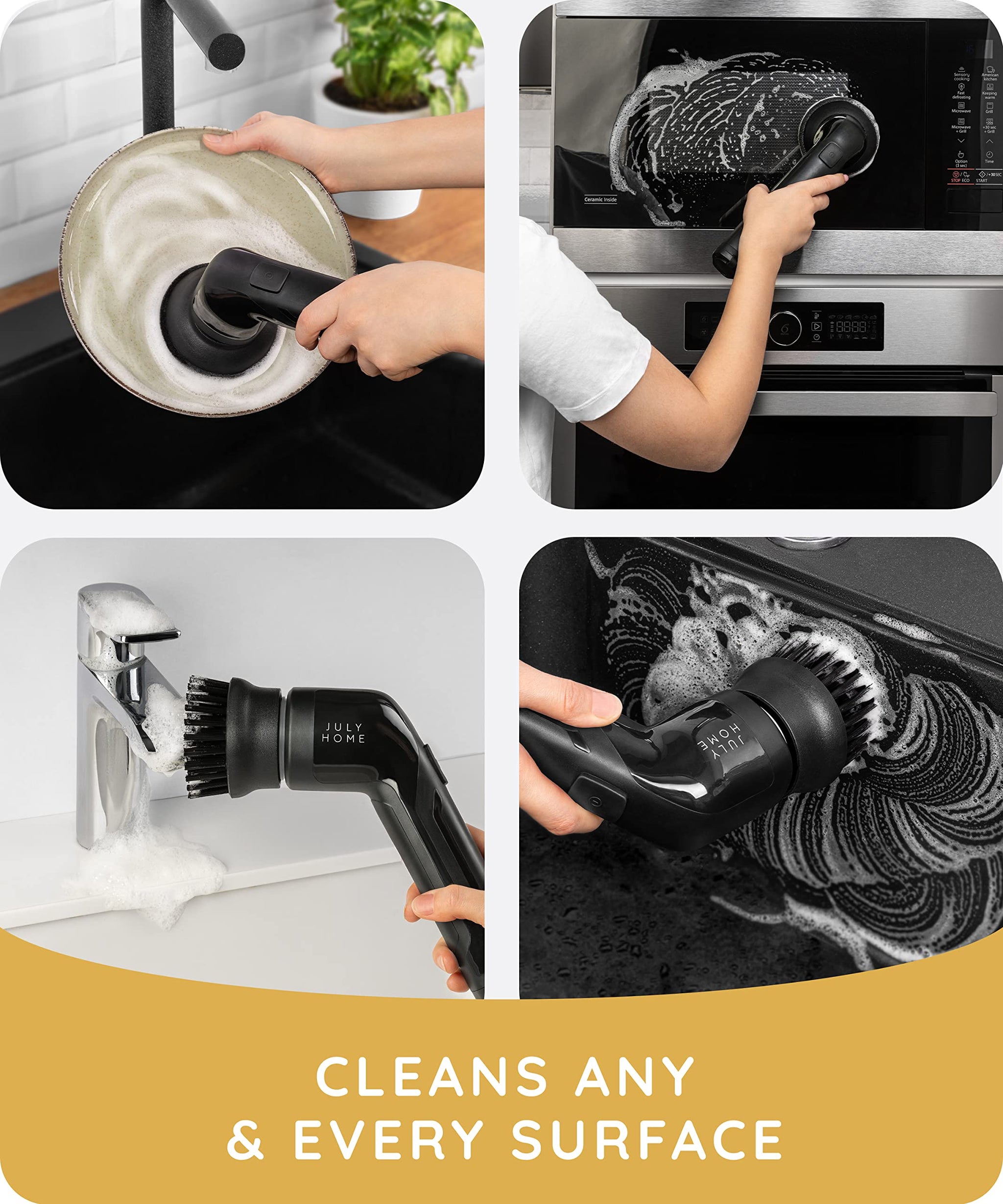 JULY HOME Handheld Electric Spin Scrubber, Cordless Automatic Power Scrubber for Shower, Cleaner for Tile, Grill, Dish, Sink, Shower Scrubber with 3