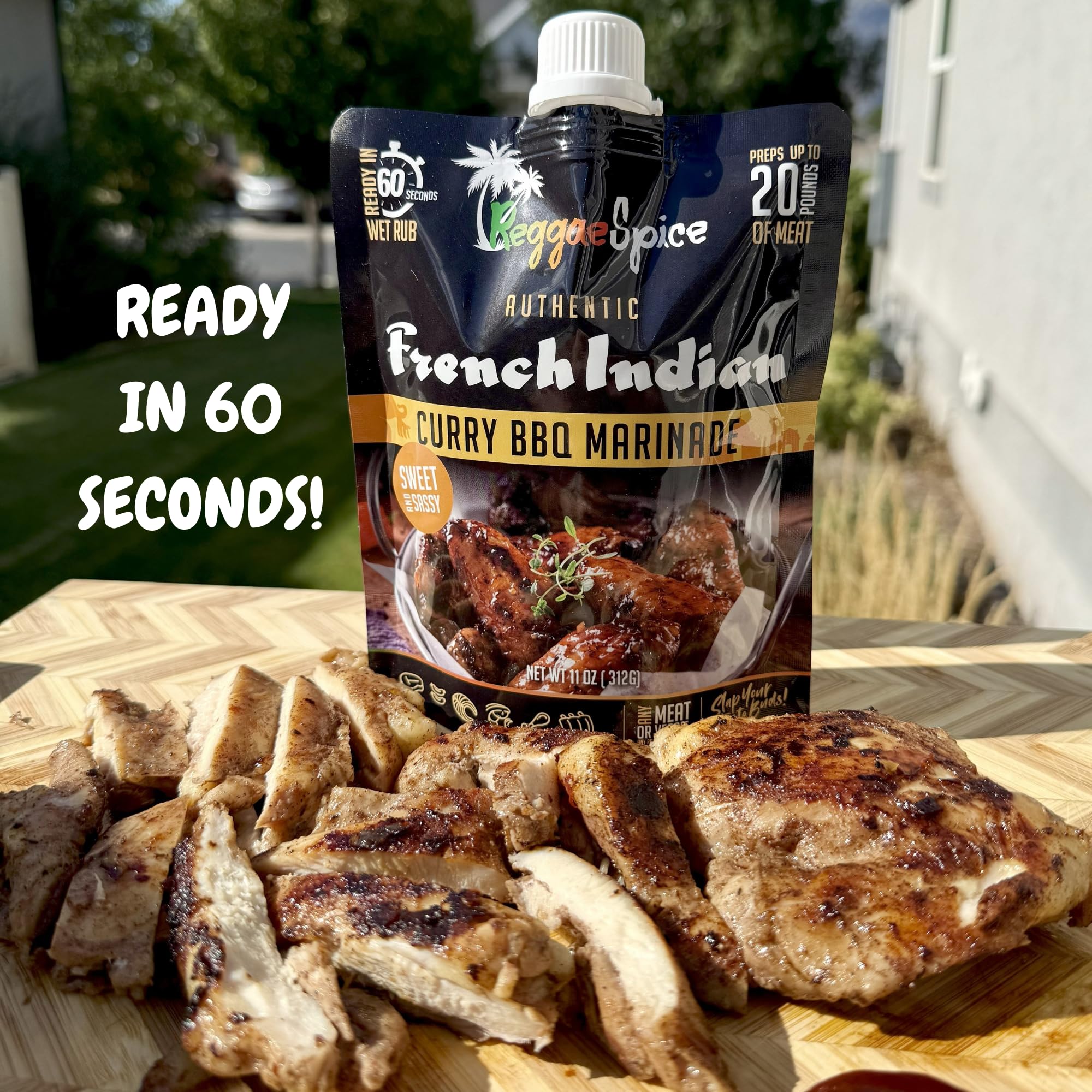 Reggae Spice French Indian Curry BBQ Marinade | 60-Second Authentic Wet Rub Seasoning Sauce for Cooking Meats | Gluten Free, Vegan, and Keto Friendly