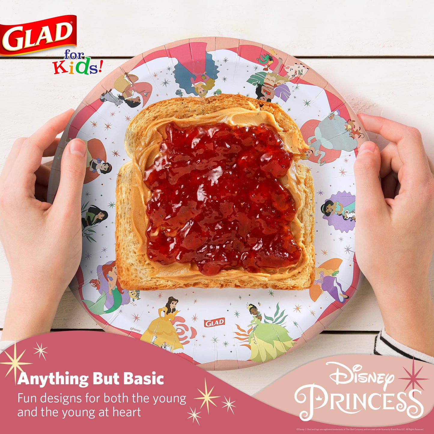 Glad for Kids Disney Princess Disposable Paper Plates, Magic is in All of Us Design - Heavy Duty, Soak-Proof, Microwavable Kid-Friendly Plates