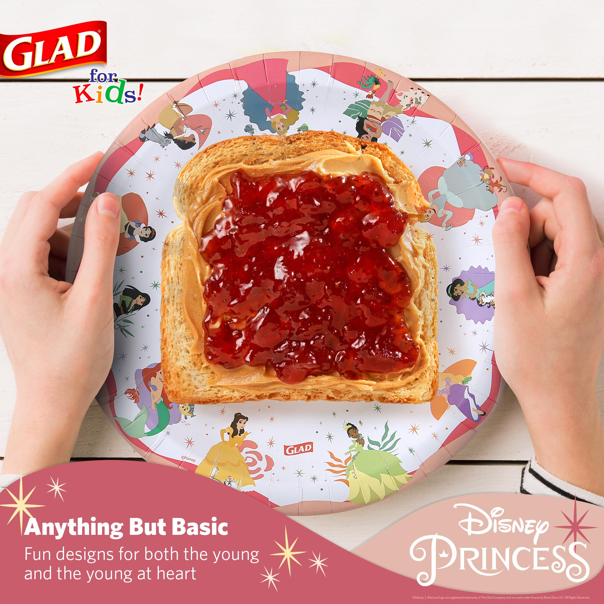 Glad for Kids Disney Princess Disposable Paper Plates, Magic is in All of Us Design - Heavy Duty, Soak-Proof, Microwavable Kid-Friendly Plates