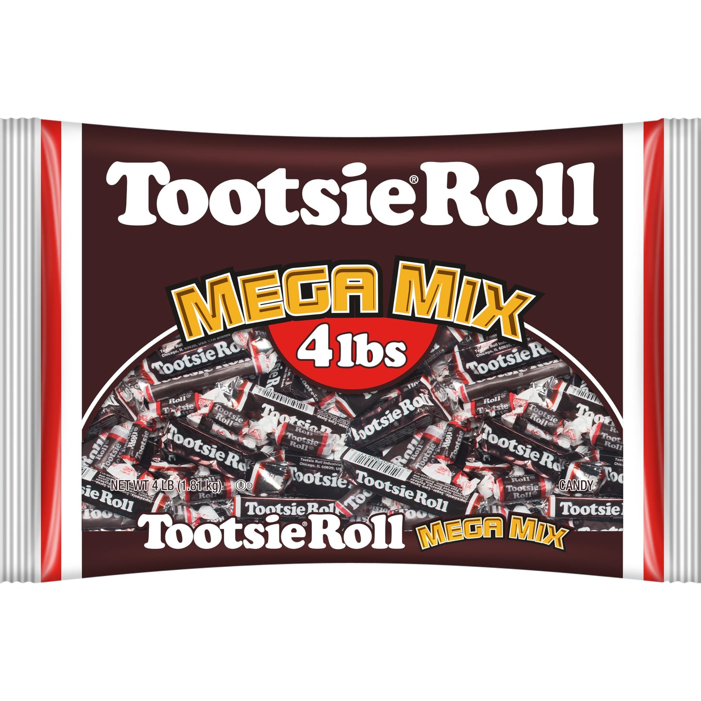 Tootsie Roll Mega Mix, 4 Different Shapes and Sizes of Classic Chocolatey Tootsie Rolls - 4 Pound Bag