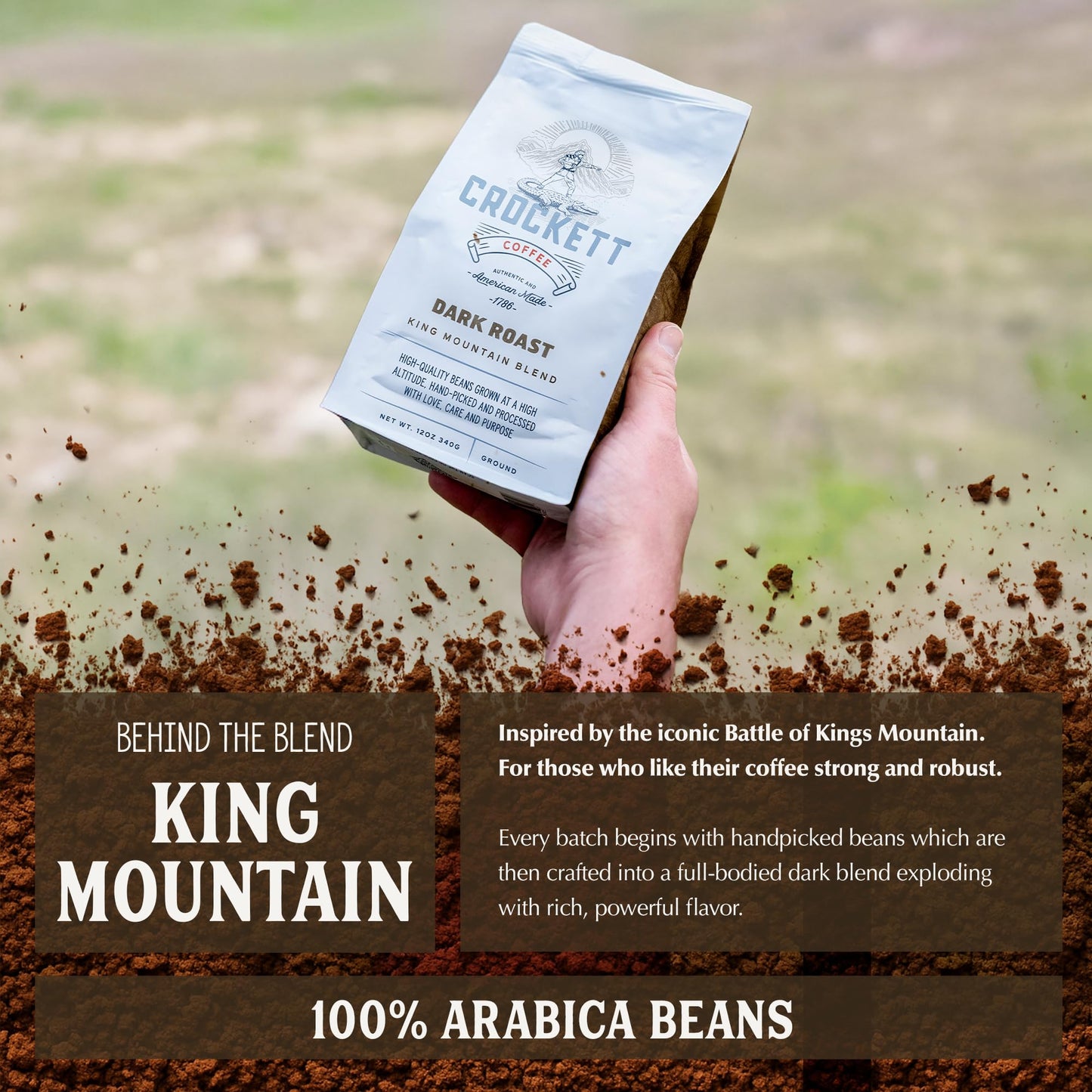 Crockett Dark Roast Ground Coffee - Bold Dark Roast Ground Coffee with Full-Bodied Flavor, Smooth Finish & No Bitterness - Perfect for Rich, Gritty