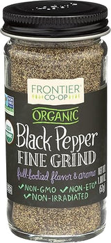 Frontier Co-op Organic Fine Ground Black Pepper, 1.8 Ounce Bottle, Full-bodied Flavor and Aroma, Kosher