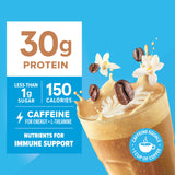 Pure Protein Ready to Drink Protein Shake, Vanilla Latte, 30g Protein, Caffeine for energy + L-Theanine, 150 Calories, Less than 1g Sugar, 4g Fiber