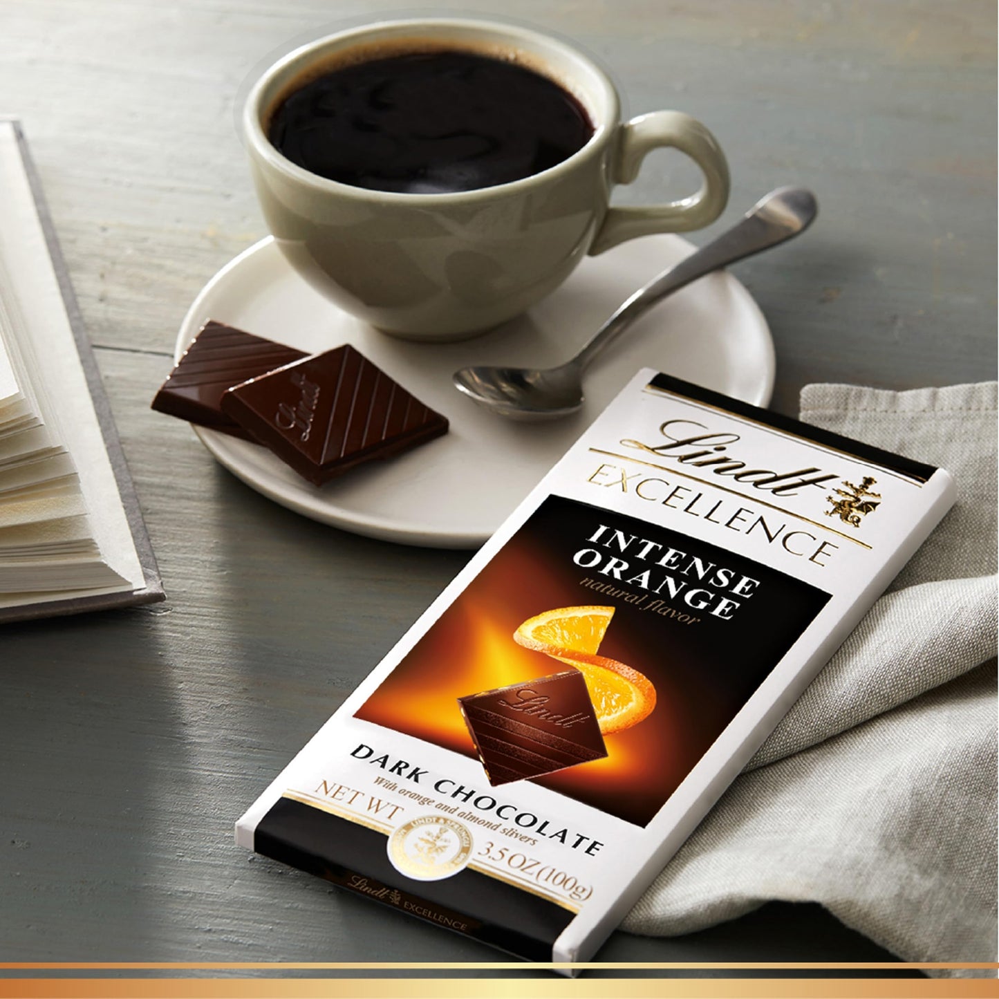 Lindt Excellence Intense Orange Dark Chocolate Bar, 3.5-Ounce Packages