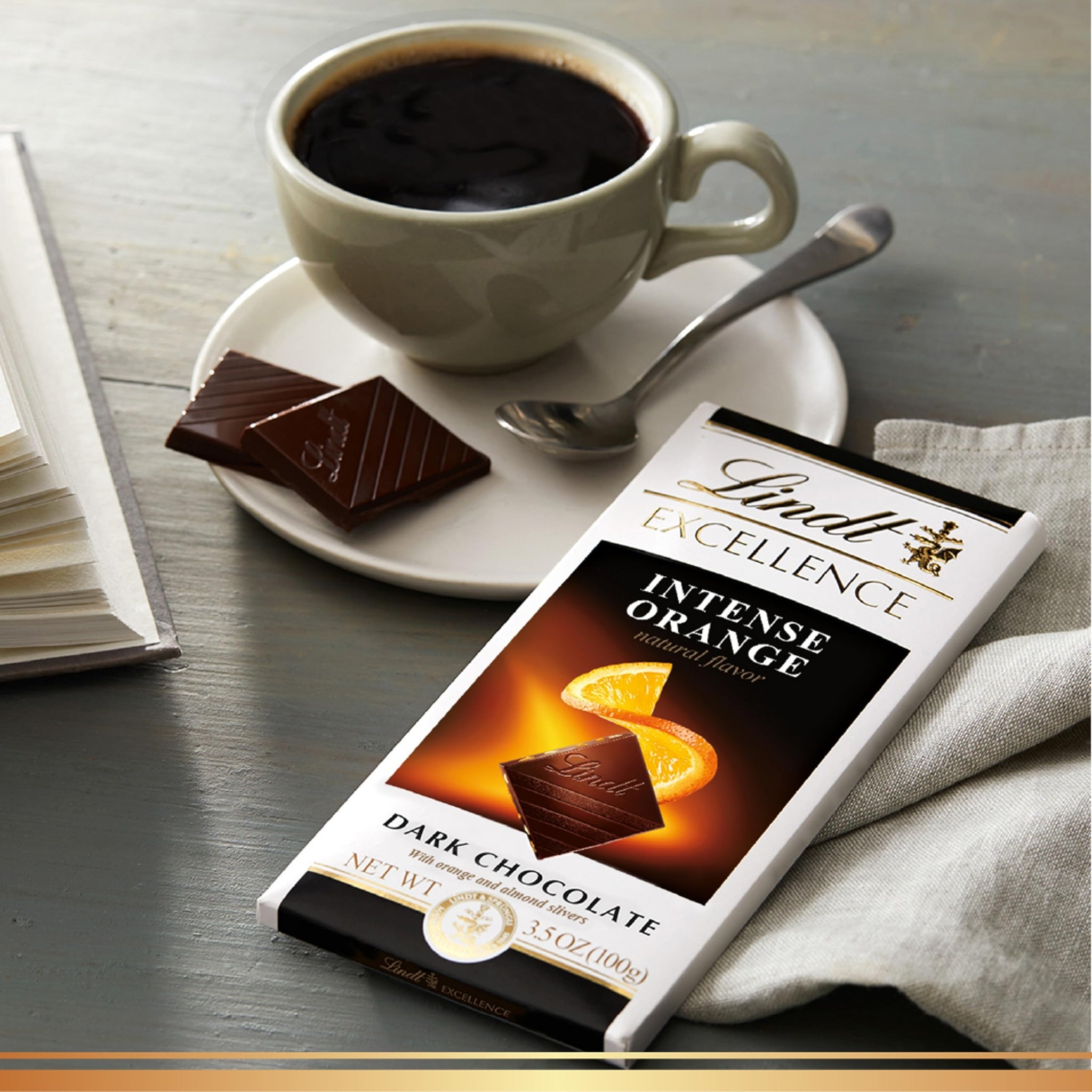 Lindt Excellence Intense Orange Dark Chocolate Bar, 3.5-Ounce Packages