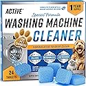 ACTIVE Washing Machine Cleaner for Pet Owners Enzymatic Deep Clean Descaler for Cat & Dog Hair, Urine, Odor, Residue, 24 Septic-Safe Tablets for Top
