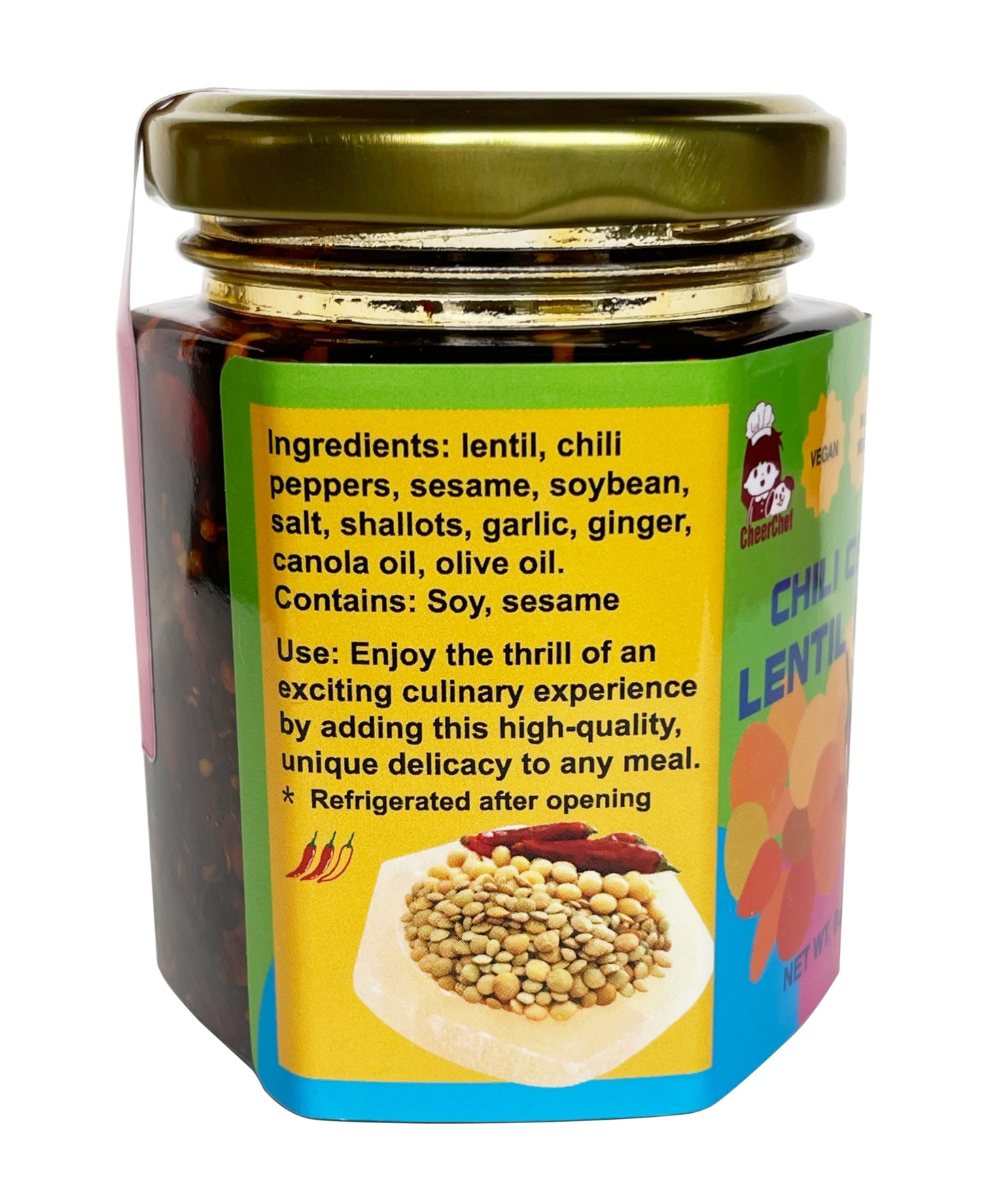 Chili Crispy Lentil Paste-gourmets and chili lovers must, spicy and tasty, vegetarian and gluten free, made in USA with unique fusion of American