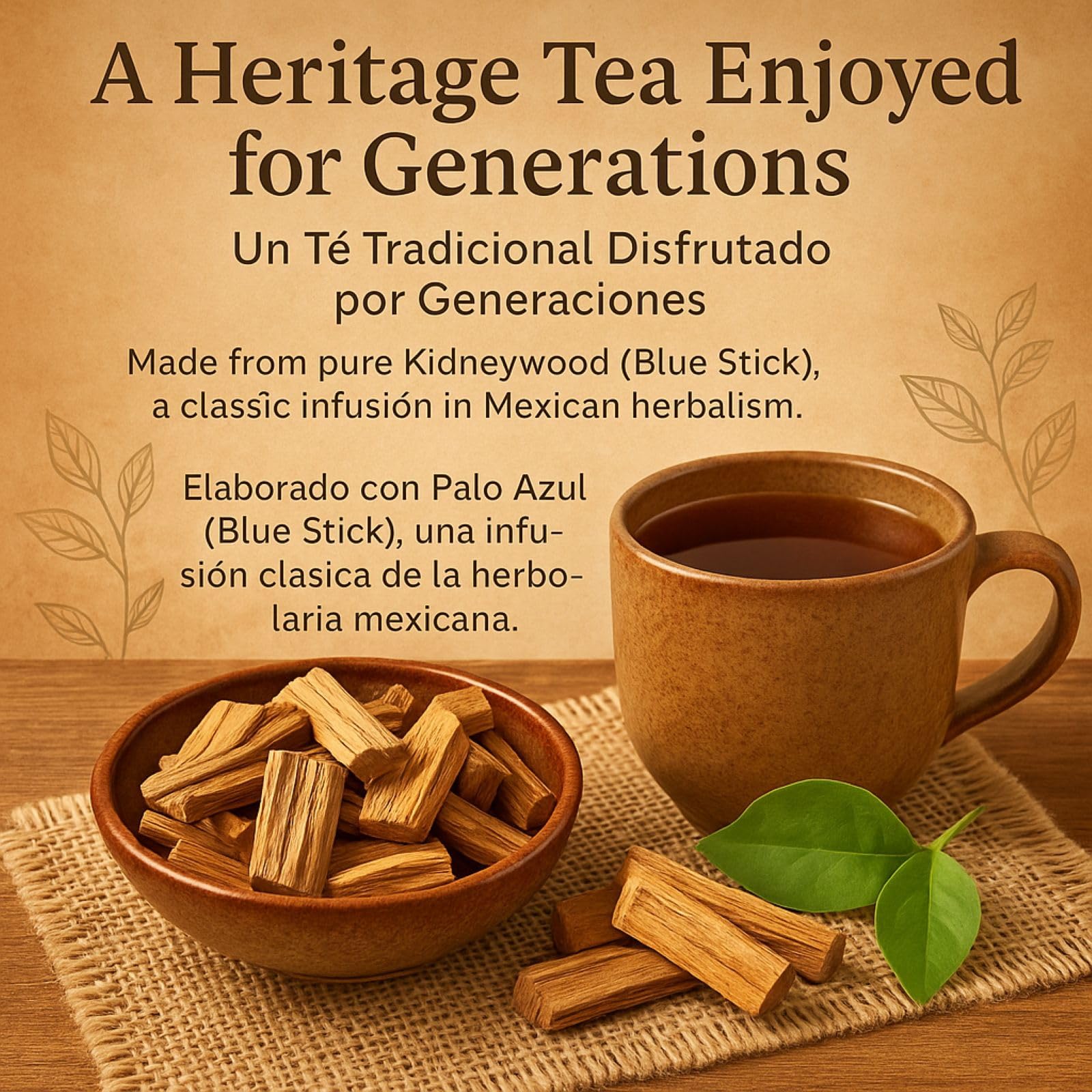 Palo Azul Herbal Tea - 24 Tea Bags - Kidneywood (Blue Stick) Infusion - 100% Natural, Vegan, Non-GMO - Authentic Mexican Tradition - Caffeine-Free