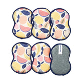 Bright Habits Sponge Set in Fruit Platter Yellow, 6 Pack Super Absorbent Washable Reusable Cleaning Sponges Made from Recycled Materials, Durable Eco