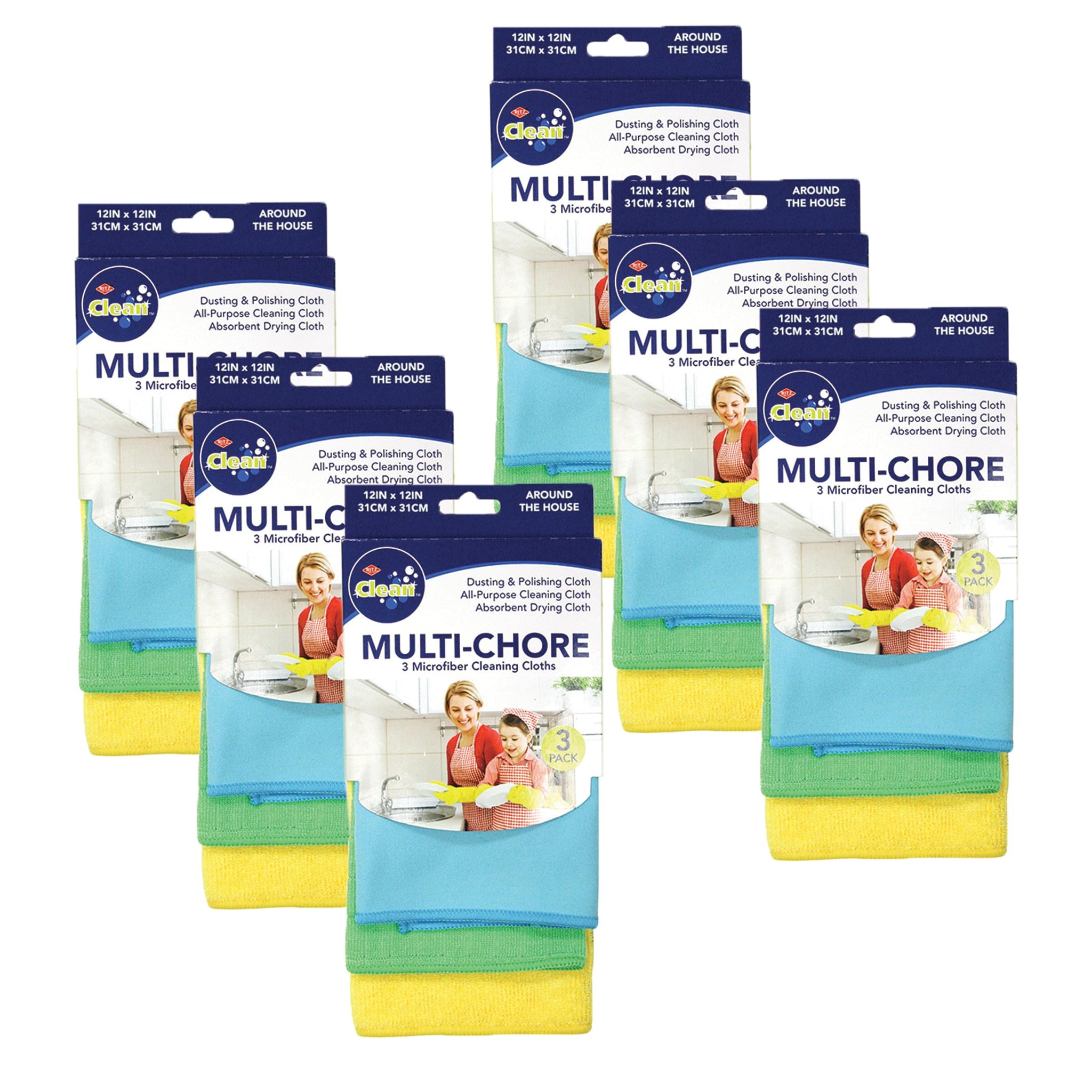 Ritz Multi-Chore Microfiber All-Purpose Cleaning Cloths: Dusting and Polishing - 18 Piece