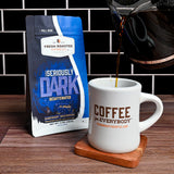 Fresh Roasted Coffee, Seriously Dark Decaf Artisan Blend Drip Ground Coffee, Dark Roast, Kosher, 12 oz