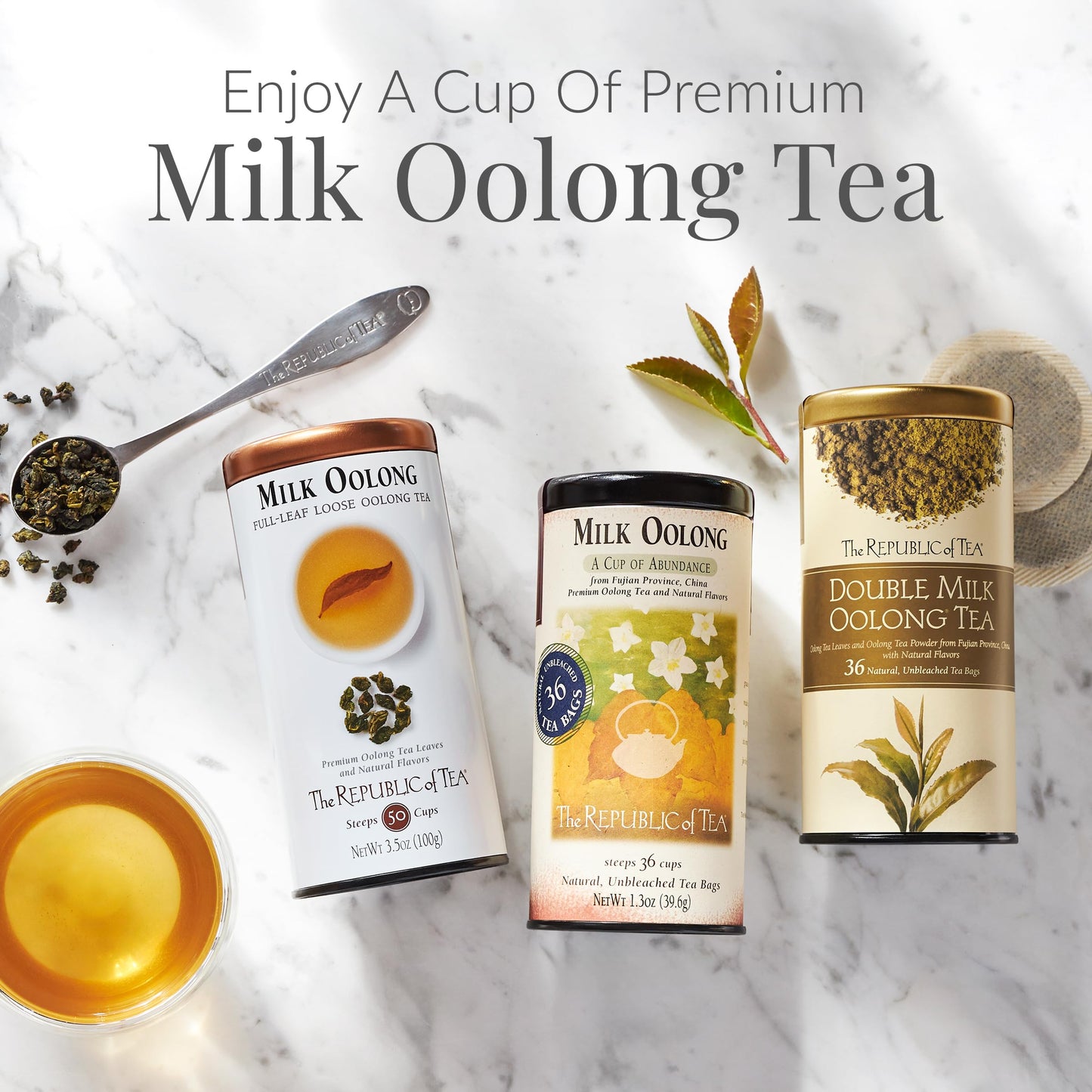 The Republic of Tea - Double Milk Oolong Tea Tin, 36 Tea Bags, Naturally Caffeinated