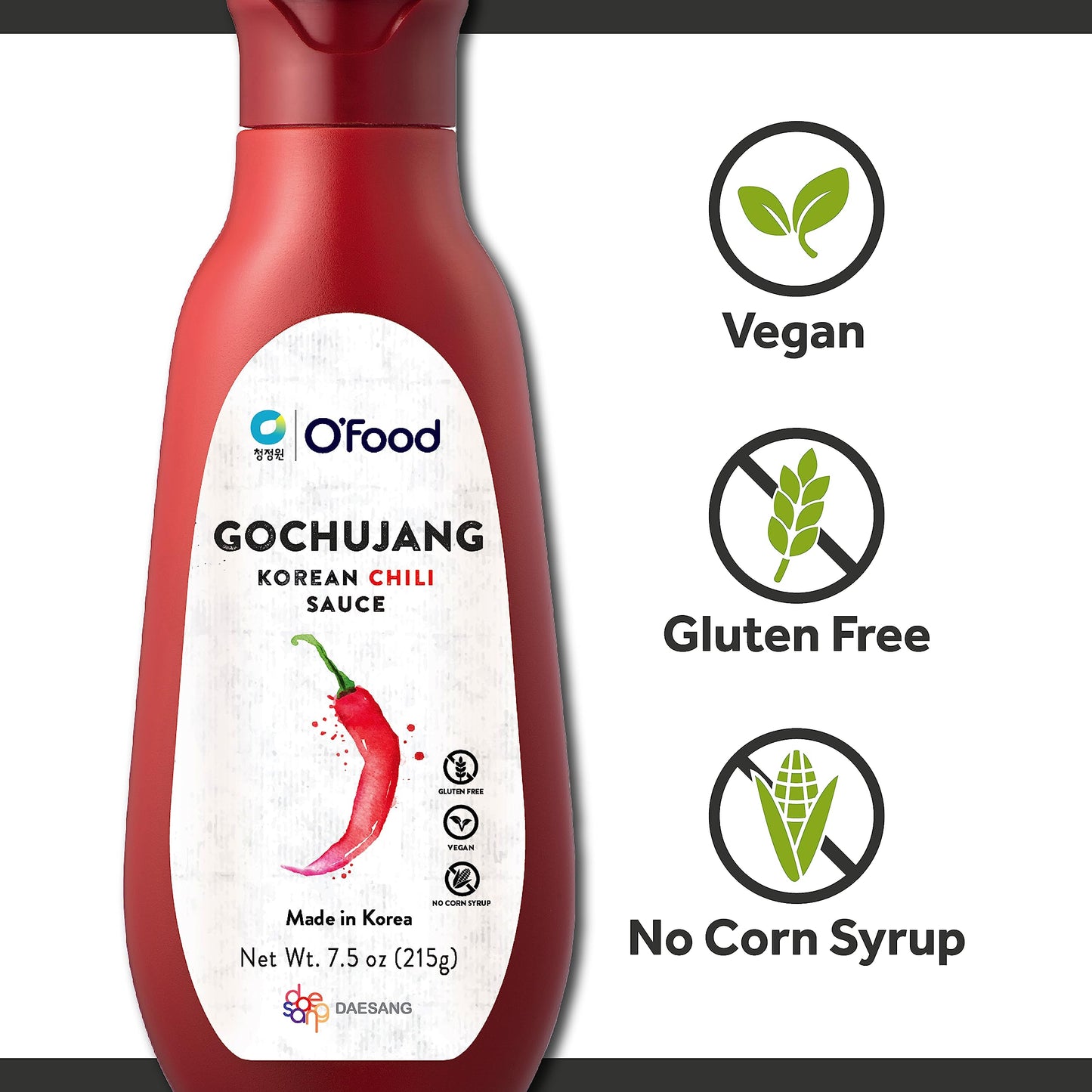 Gochujang Korean Chili Sauce [7.5 oz, Pack of 2] - Medium Hot Squeeze Bottle | Korean Hot Pepper Paste Sauce for Bibimbap, Tteokbokki, Stir-Fry