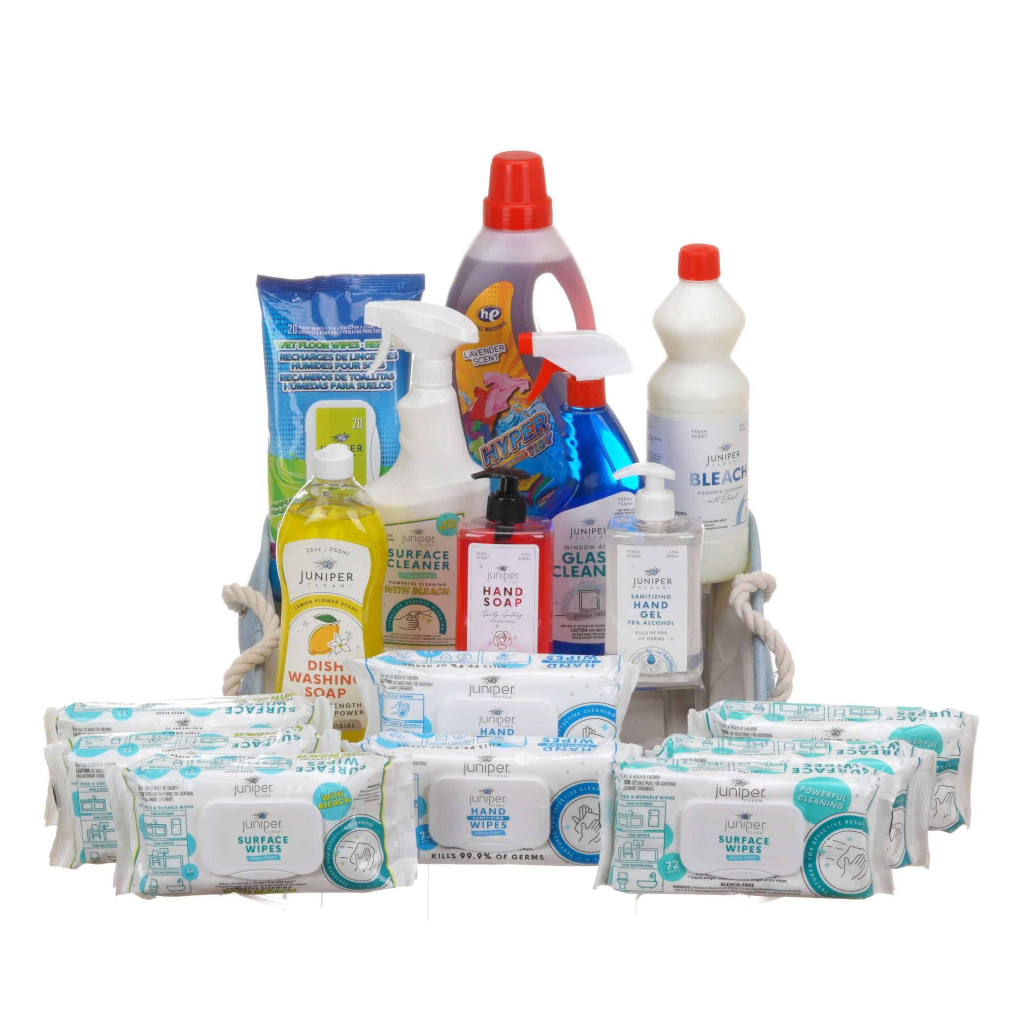 Juniper CLEAN, Luxury Cleaning, Supplies Kit, All In One Household Cleaning Essentials Set with Surface-Floor-Hand Cleaners, Laundry Detergent, Dish