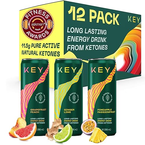 KEY Ketone Energy Drink - Sugar Free and All Natural from Ketones for Long Lasting Energy and optimal Green Tea Caffeine and L-Theanine for Mental
