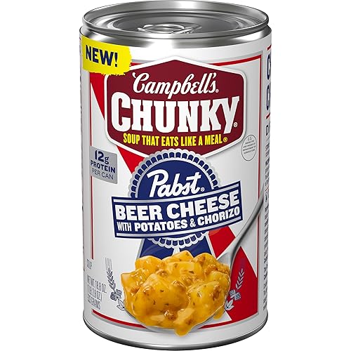 Campbell’s Chunky x Pabst Blue Ribbon Beer Cheese with Potatoes & Chorizo Soup, 18.8 oz Can